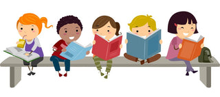 Cartoon Image of Kids Reading Books