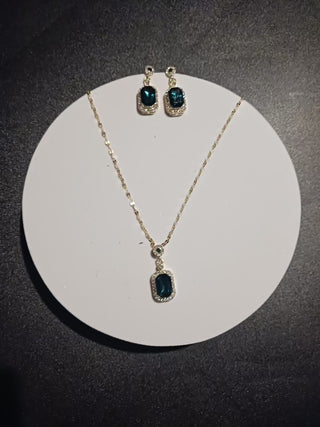 Square Rhinestone Earrings and Necklace